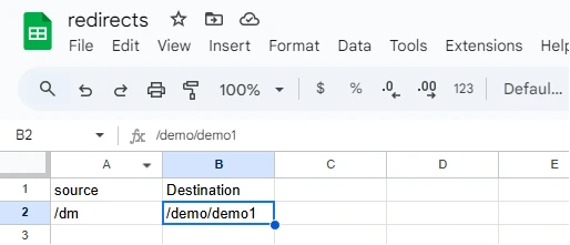 redirects-excel-properties